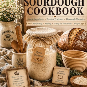 Sauerteigbrot Rezept Digitales Buch, Sauerteig-Starterfütterung und -haltung, Verwerfen von Rezepten, Anfängerrezepte und -techniken. Bild 1