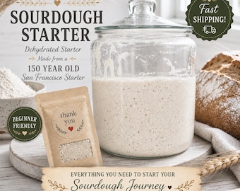 150 Year Old San Francisco Sourdough Starter | Dehydrated Starter with Recipes | Beginner Friendly Bread Baking Gift | Fast Shipping