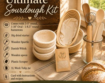 Ultimate Beginner Sourdough Starter Kit | 150 Year Old San Francisco Starter | Bread Making Kits with Weck Jar & Bannetons