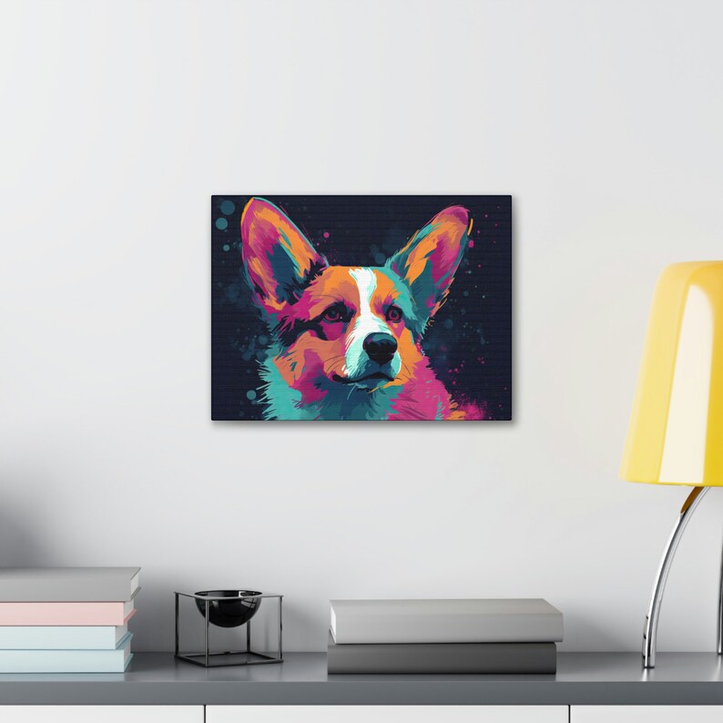 Corgi Art, Dog Art, Neon Art, Hanging Art, Wall Art, Wall Decor, Home Decor, Canvas Art image 7