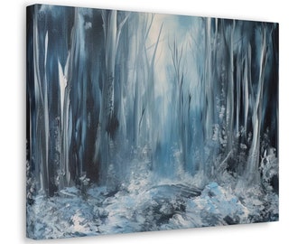 Snowy Forest Landscape Icy Canvas Wall Art Print, Natural Art, Winter Art, Hanging Art, Wall Art, Wall Decor, Home Decor