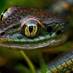 Printable Garter Snake Close-up Nature Photo 8k