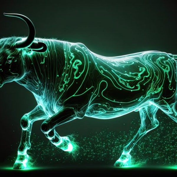 Printable Taurus Zodiac Astrology Glowing Green Stars Digital Download HQ