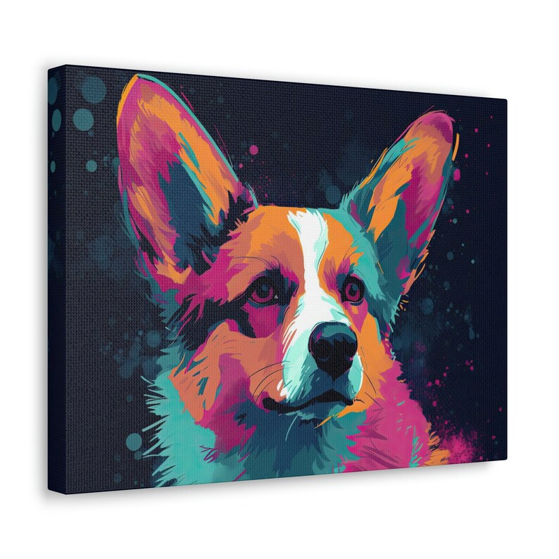 Corgi Art, Dog Art, Neon Art, Hanging Art, Wall Art, Wall Decor, Home Decor, Canvas Art image 1