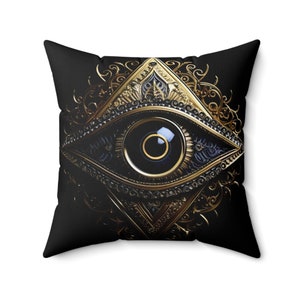 Evil Eye Pillow - Evil Eye Throw Pillow, Evil Eye Square Pillow, Dark Design, Gothic Design, Gothic Home Decor, Occult Home Decor