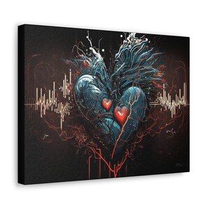 Soundwave Heart Canvas Wall Art Print, Sound Wave Art, Love Art, Hanging Art, Wall Art, Wall Decor, Home Decor, Soundwave Home Decor