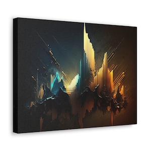 Soundwave, Gold, Canvas Wall Art Print, Sound Wave Art, Modern Art, Hanging Art, Wall Art, Wall Decor, Home Decor, Soundwave Home Decor