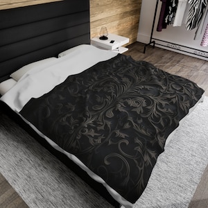 Gothic Blanket, Woven Blanket Dark Gothic, Gothic Throw Blanket, Dark Elegance, Gothic Blanket for Cozy Nights, Velvet, and Mystical Décor
