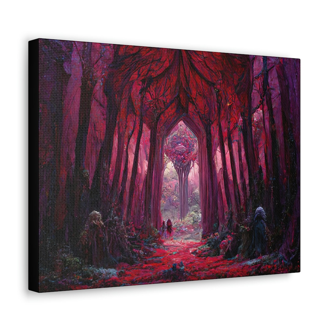 Fantasy Crimson Red Crystal Forest Archway Canvas - Canvas Art, Wall ...
