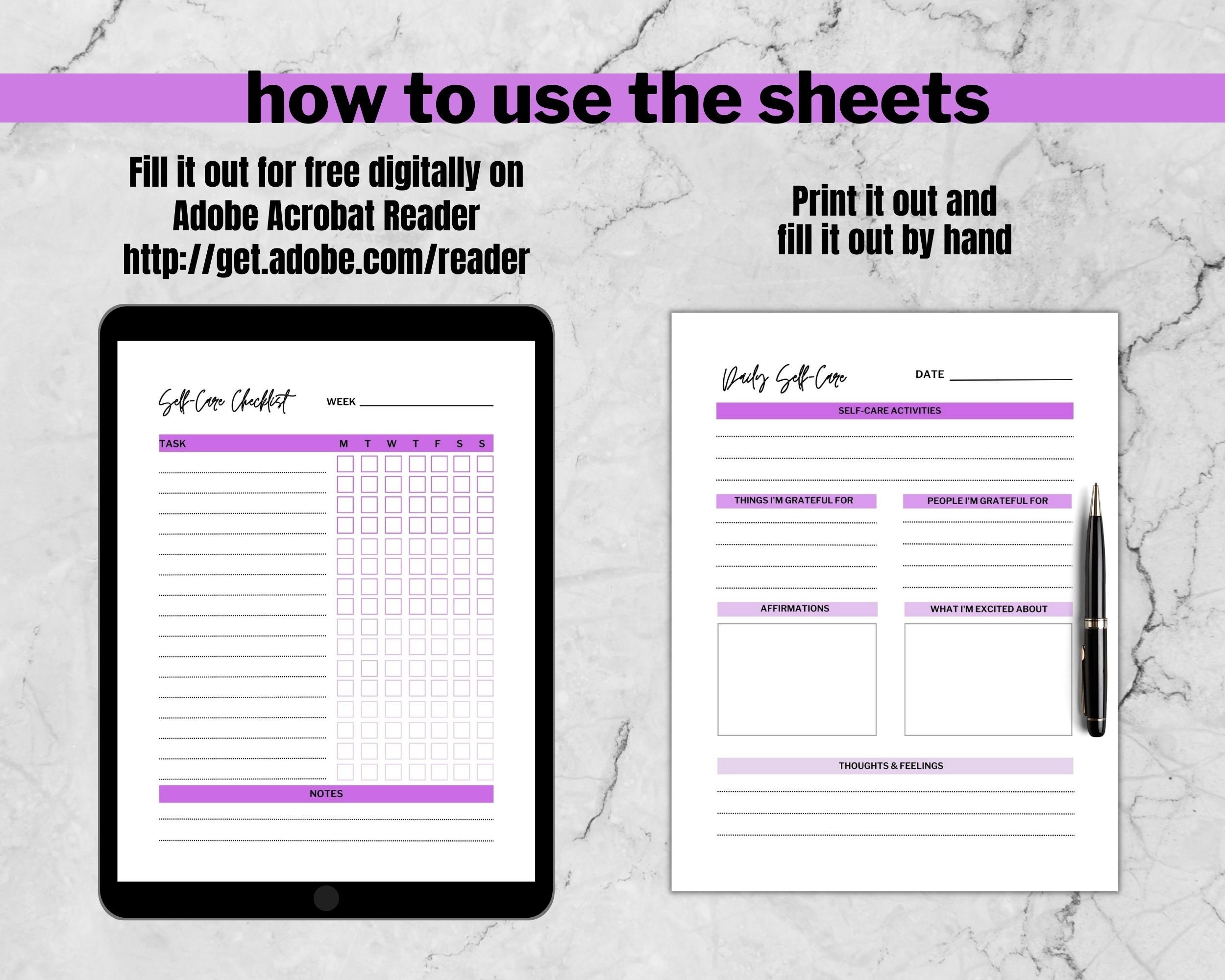 Self Care Checklist, Self-care Planner, Selfcare Journal Tracker ...