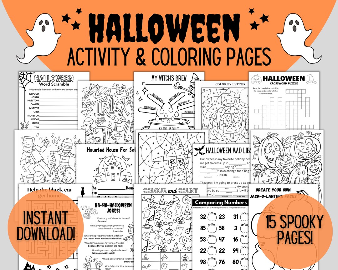 Halloween Activity Book, Halloween Activity BUNDLE, Halloween Activity ...