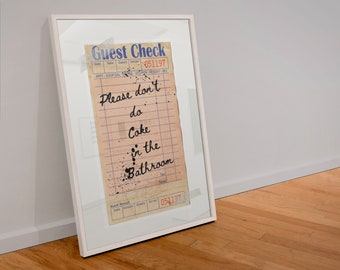 Modny Don't Do Coke In The Bathroom Wydrukowalna sztuka ścienna, cyfrowy wydruk do pobrania, sztuka ścienna w stylu retro, wydruk do pobrania, modna sztuka ścienna