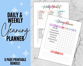 Zestaw Planera Sprzątania, Lista Kontrolna Sprzątania, Harmonogram Sprzątania, Tygodniowe Obowiązki Domowe, Czysty Dom z ADHD, Planer Gospodarstwa Domowego do Wydrukowania