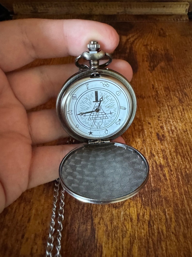 Bill Cipher pocket watch Silver Symbol face