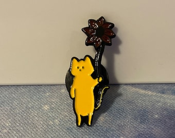 Orange cat enamel pin