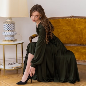 Satin dress Bridesmaid dress satin Satin long sleeve dress Cocktail dress Cocktail dress for wedding guest Cocktail dresses for women