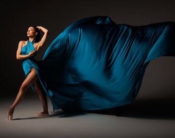 Flying dress for photoshoot Long Flying satin dress 3.5 meters long train dress Flying gift dress Long fly away dress