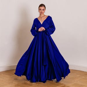 Cobalt Blue Formal Dress Satin - Etsy Australia
