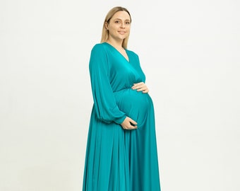 Maternity dress for photo shoot Satin maxi dress Baby shower dress Maternity plus size dress Maternity gown Pregnacy dress Dress for mom