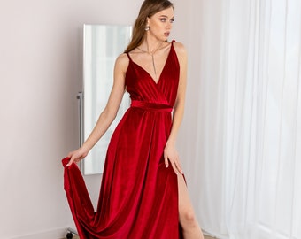 Samtkleid Rotes Samtkleid Langes Samtkleid Samtkleider für Frauen Samt Brautjungfernkleid Samt Abendkleid plus Größe