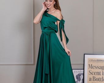sachin and babi light blue dress Asymmetrical Green Evening Gown With Side Slit on Luulla main image 0
