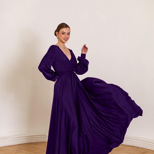 royal purple bridesmaid dress Chiffon V-Neck Sleeveless Bridesmaid Dress| Plus Size main image 1