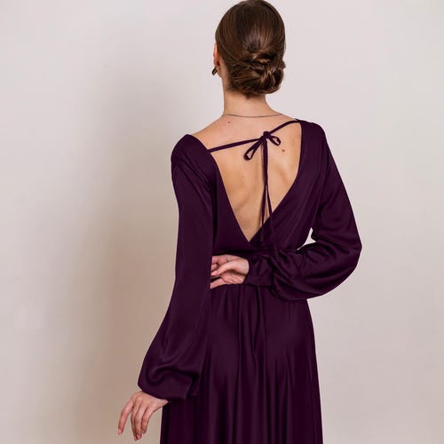 plum purple bridesmaid dresses Azazie Nina