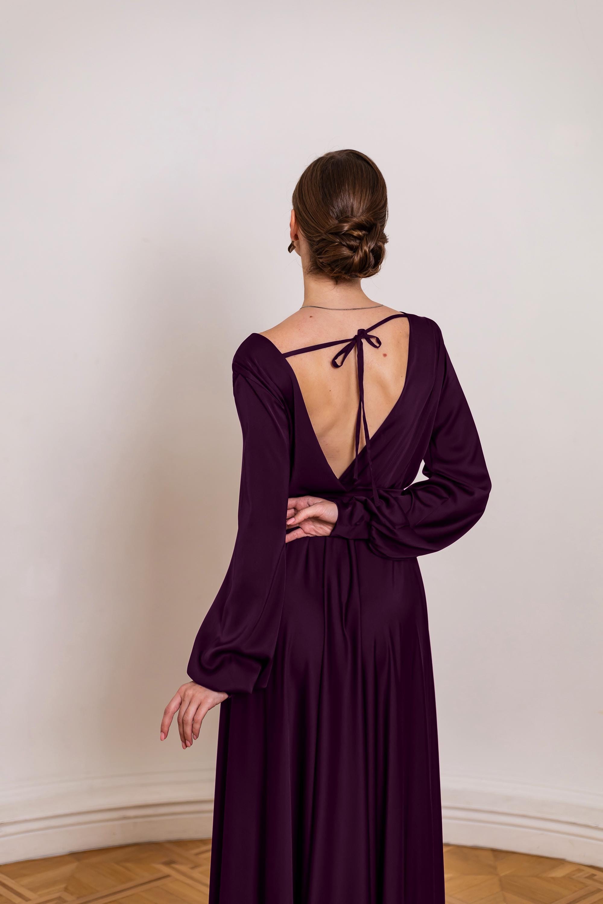Plum evening gowns hot sale