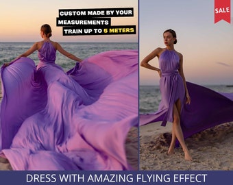 Flying dress Long flowy dress Dress for photo shoot Dress flying in the wind Long flying gown Photoshoot flowy dress santorini