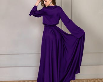 Royal Purple Midnight Purple Dark Purple Prom Dresses Bridesmaid Dress  Modest Bridesmaid Dress Bridesmaid Dress With