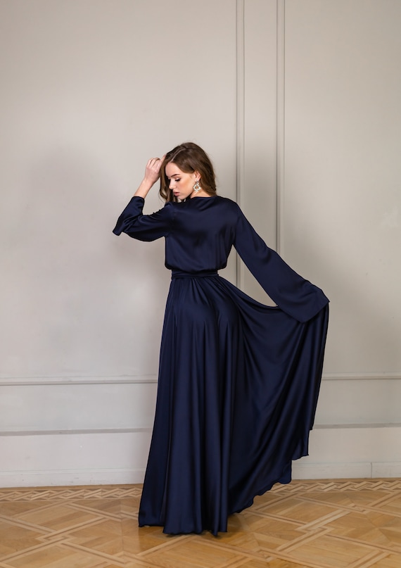 green emerald velvet dress Navy Blue Summer High Low Sun Dress Wedding Guest Dresses EG41926, 4 main image 0