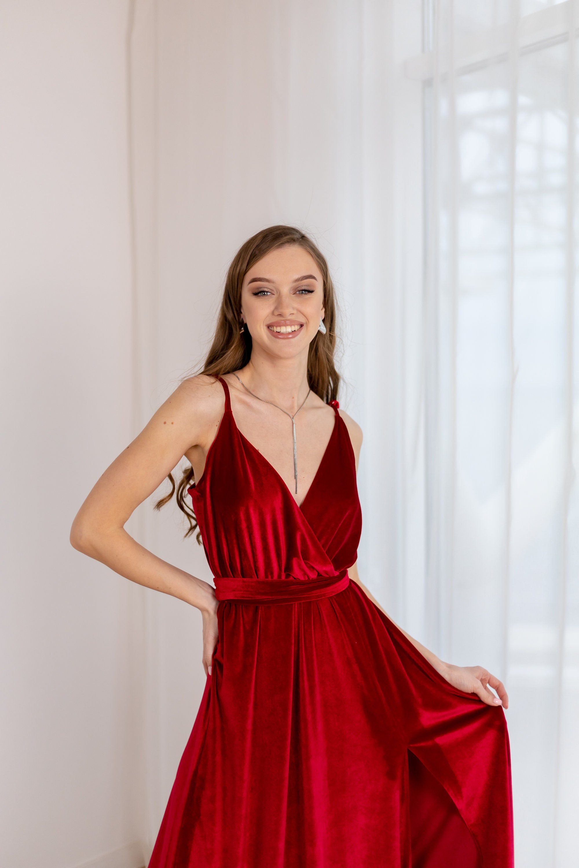 sachin and babi light blue dress Verified Supplier Women Red Velvet Dress Elegant Velvet Material