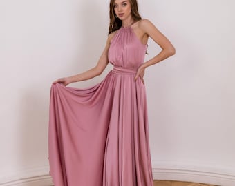 Rose Gold Bridesmaid Dress - Wedding Guest Dress - Cocktail Dress - Graduation Dress -  Engagement dress - Long Maxi Dress Bridesmaid