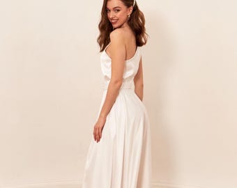 Eather Detailed One Shoulder White Engagement Dress  Elegant Midi Bridal  Shower Dress - Etsy
