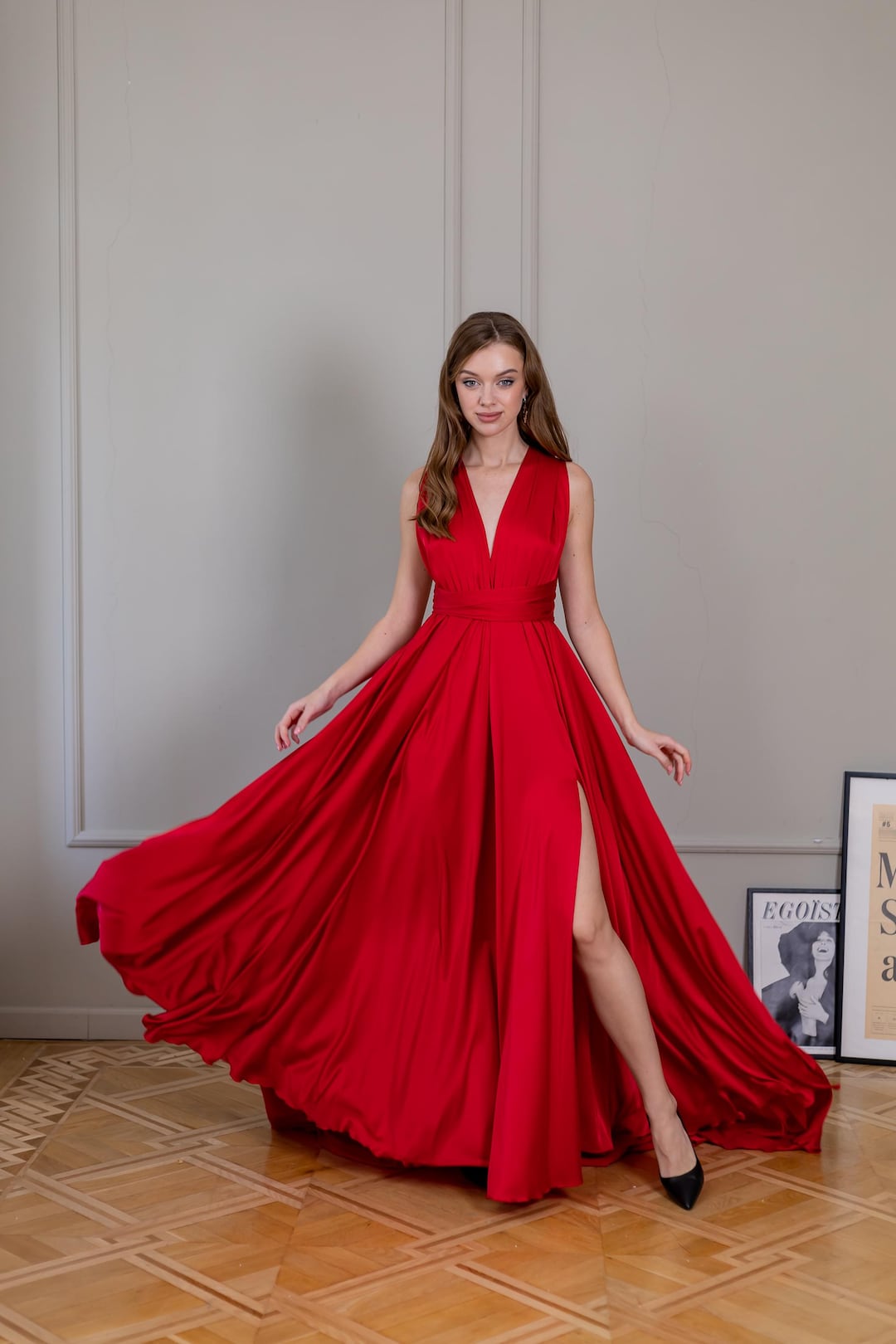 Red Maxi Dress Cocktail Dress Elegant Woman Dress For Wedding Guest Satin Bridesmaid Dress Formal Flared Maxi Dress Long Evening Dress Red Maxi Dress Cocktail Dress Elegant Woman Dress For Wedding Guest Satin Bridesmaid Dress Formal Flared Maxi Dress Long Evening Dress