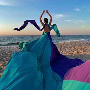 Long Flying Dress For Photoshoot Infinity Flowing Beach Dress Asymmetrical Flying Dress Mix Of 2 Colors In Convertible Flying Dress