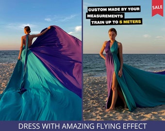 Flying dress Flowy dress Dress for photo shoot Dress flying in the wind Long flying gown Engagement photoshoot dress Long flying skirt