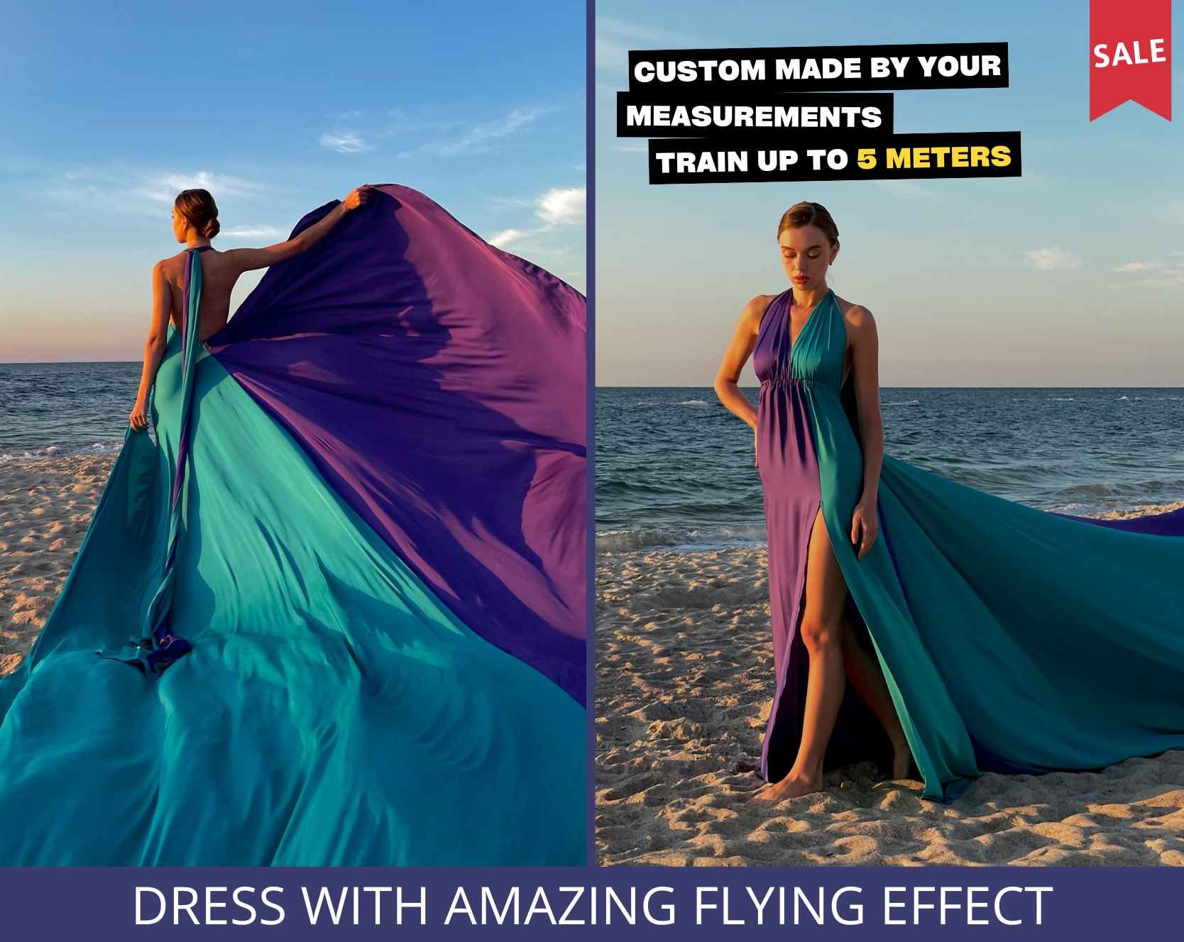 chinese dress ladies Long Flying Dress - Made-to-Measure Dress for Photoshoot | Lansy Lilac / Length 197 inch (5 M)
