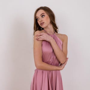 Pink bridesmaid dress Wedding guest dress Dress for event Cocktail pink dress Photoshoot dress Evening dress long Sleeveless long dress