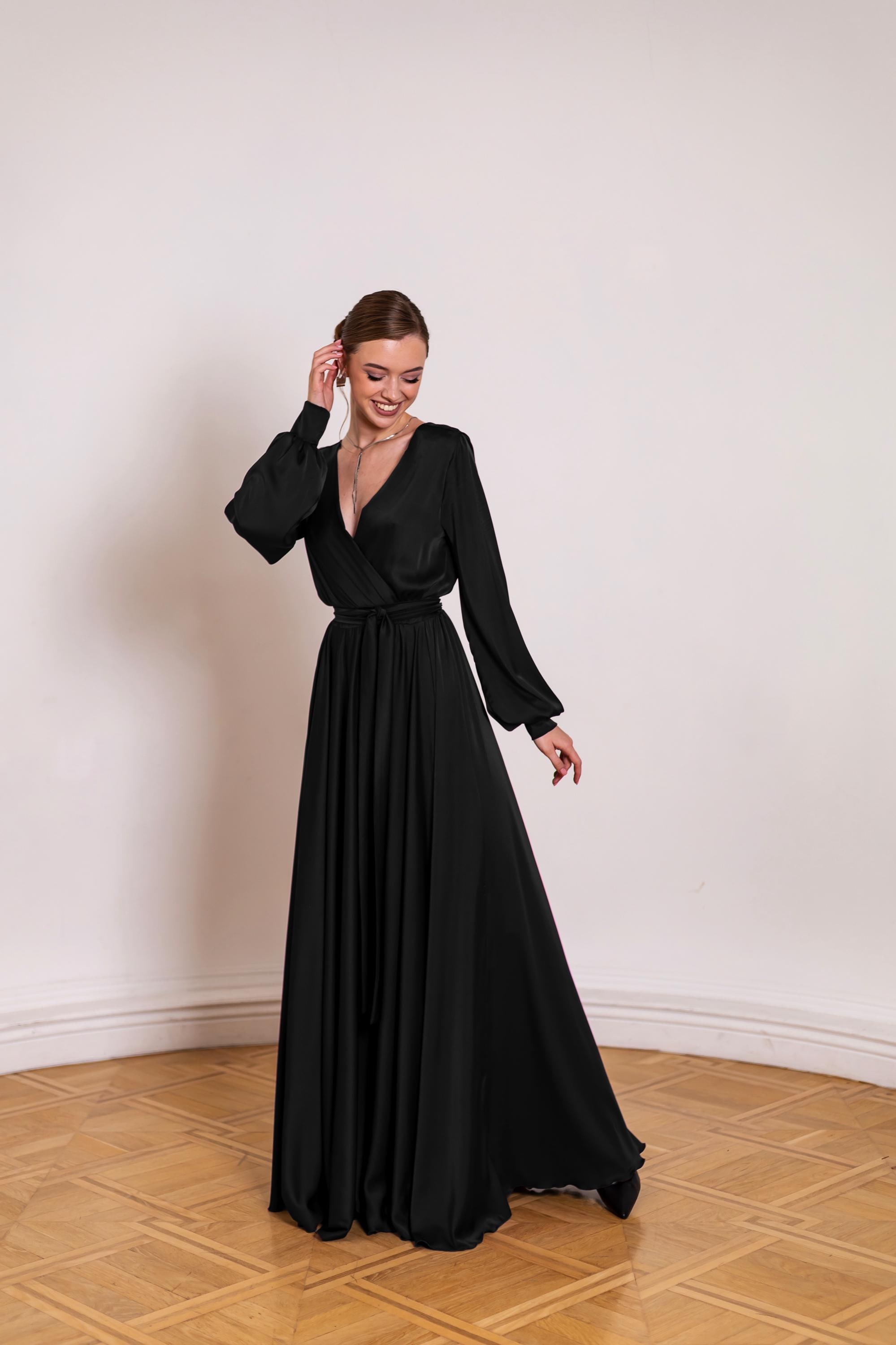 green emerald velvet dress Long Sleeve Black Lace Mermaid Prom Dresses See Through Trumpet Formal Dress APD3366 main image 0