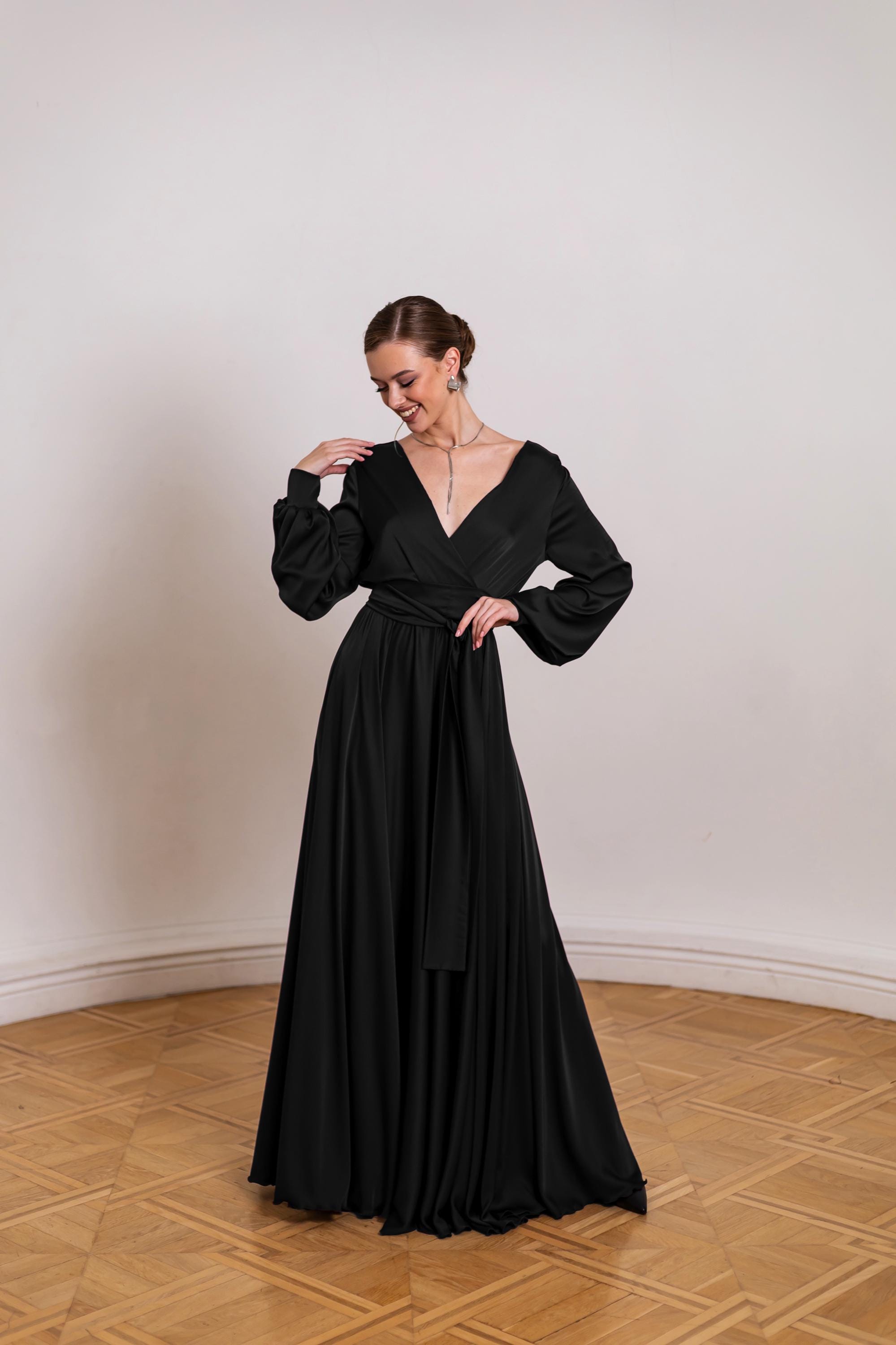 fitted lace wedding dress Black Boho Lace Maxi Dress – V-Neck A-Line Ankle Length Dress in Black | Women's Boho Fashion | XL main image 0
