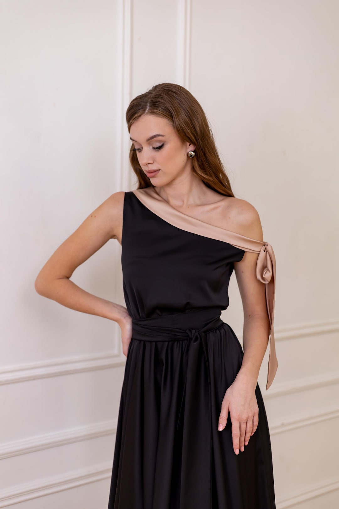 sleeveless women's light pink dress PALOMA Long silk Color:Dark Nude or no bra custom size 25+ Of The Best