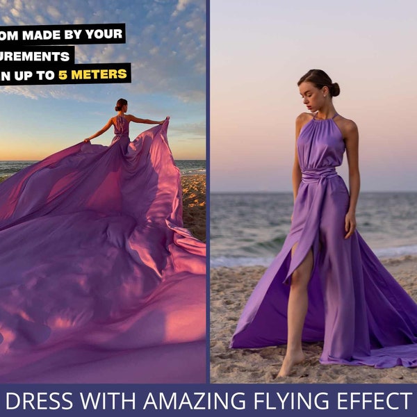 Flying dress Santorini flying dress Flowy dress for photoshoot Long flying dress Infinity dress Engagement photoshoot dress Flying gown