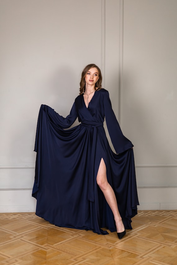 navy blue mother of the bride dress Dark Navy Mother of the Bride Dresses,Mother Dress with Sleeves,Wedding Guest Dress Long,MD00005, US16 / Red main image 0