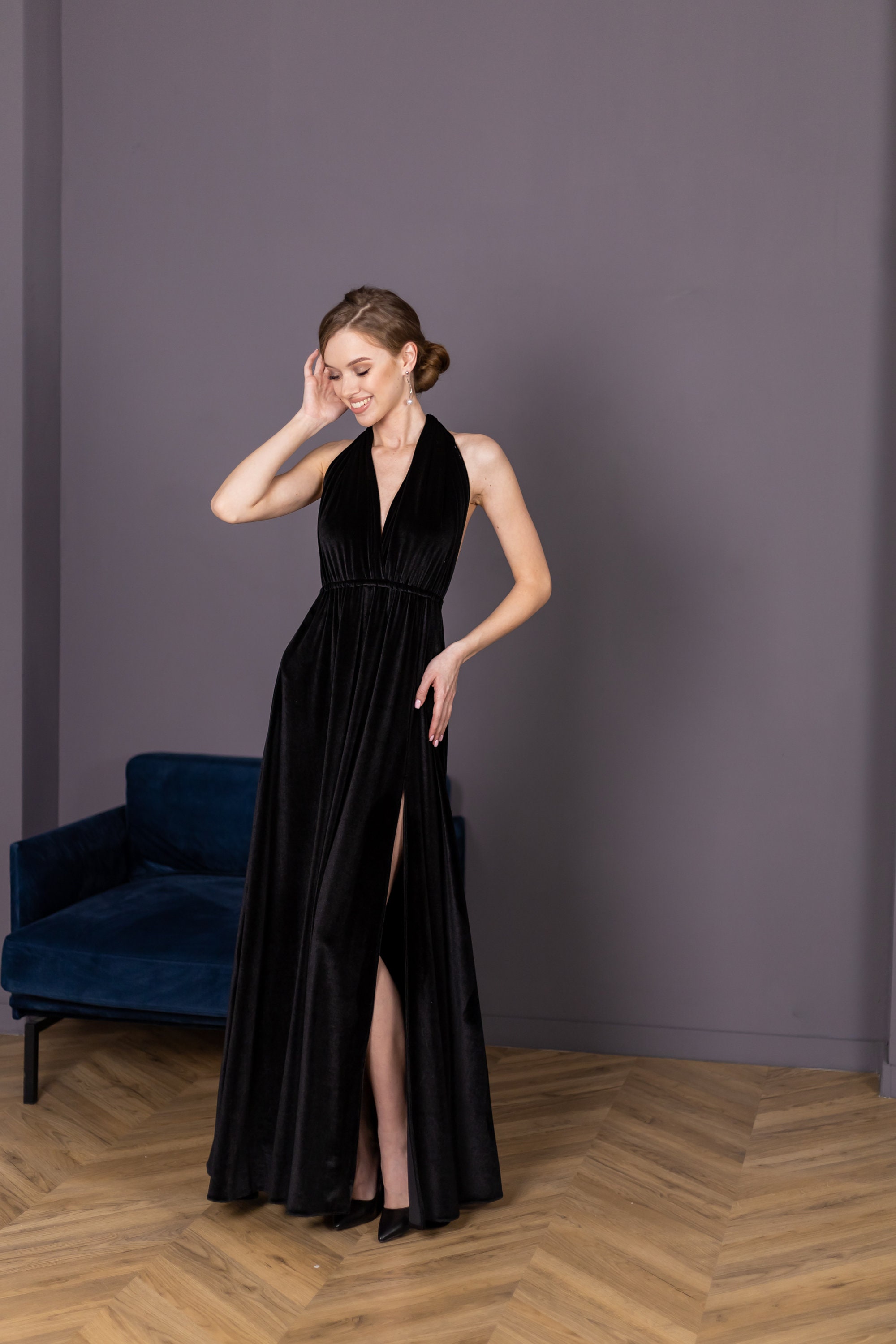 black velvet black tie dress