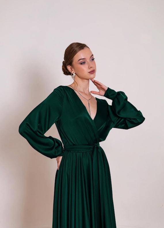 chinese dress ladies Mieazom Women's Long Sleeve Maxi Dress 2025 Fall Crewneck Knit Casual Solid Wedding  Guest Flowy Long Dress with Pockets Wine Red S at Amazon Women's Clothing  store main image 1