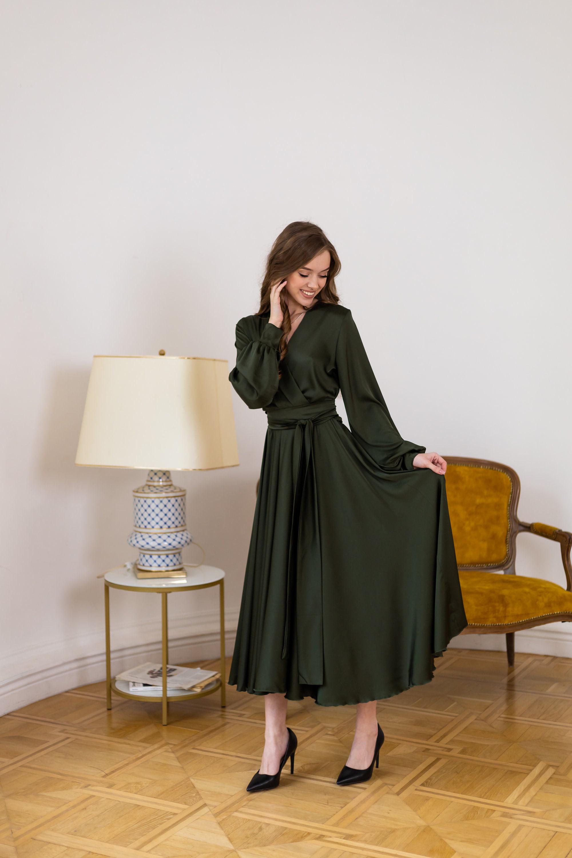 Olive Green Long Sleeve Bridesmaid Dress - Etsy Olive Green Long Sleeve Bridesmaid Dress - Etsy