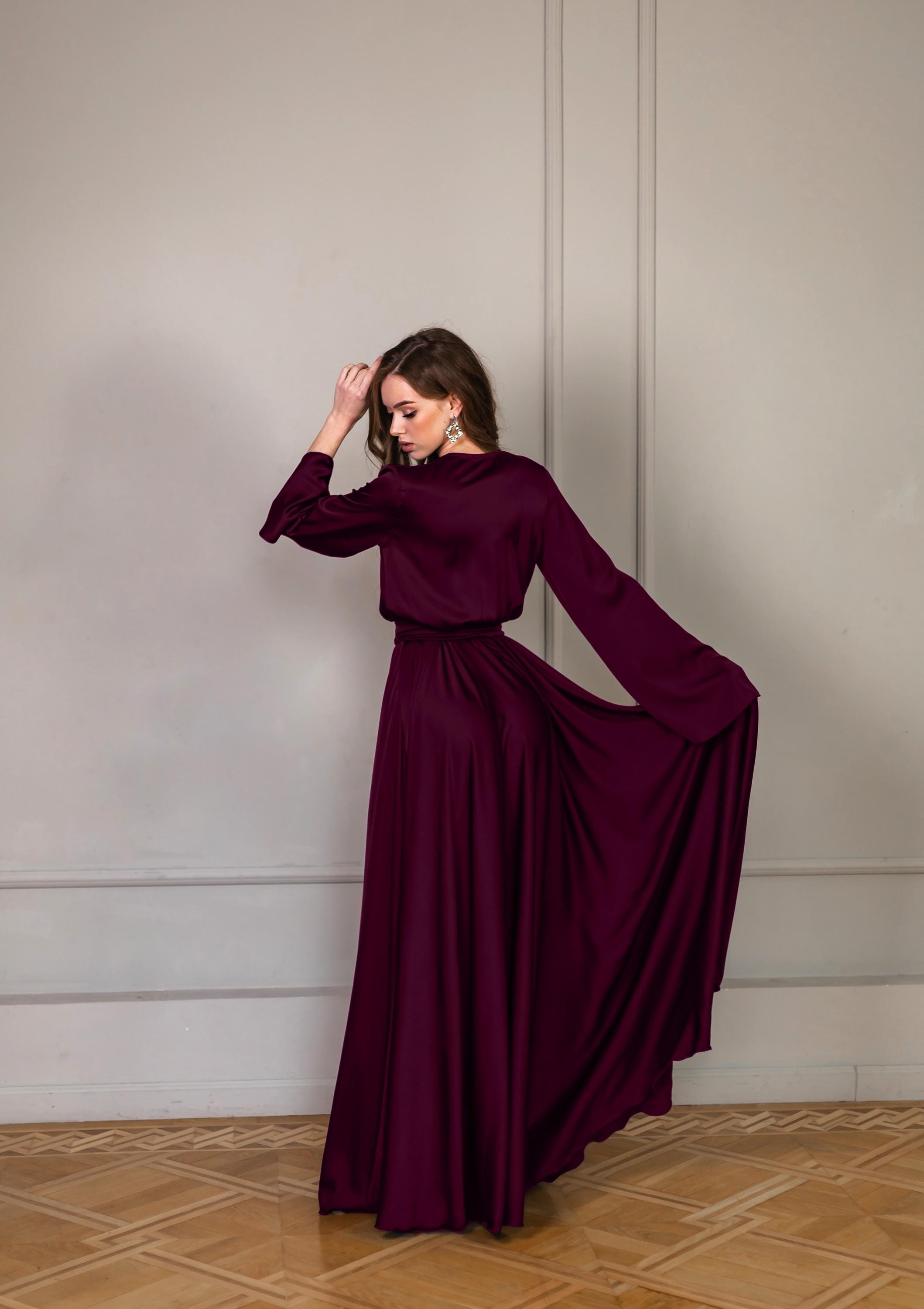 plum bridesmaid dresses with sleeves Joyfolie Women's Aniya Dress in Plum, Extra Small