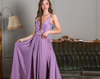 Robe Longue En Soie Violette Pour Fille – Taille 16 Ans – Monkey Wear – Avec Culotte Assortie