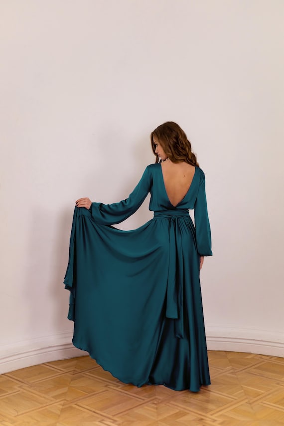 long sleeve open back wedding guest dress Long Sleeve Open Back Wedding Dresses